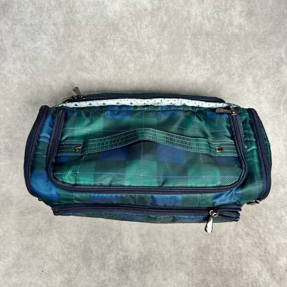 Lug Trolley XL Travel Cosmetic Toiletry Bag Plaid Green Blue - Picture 3 of 7